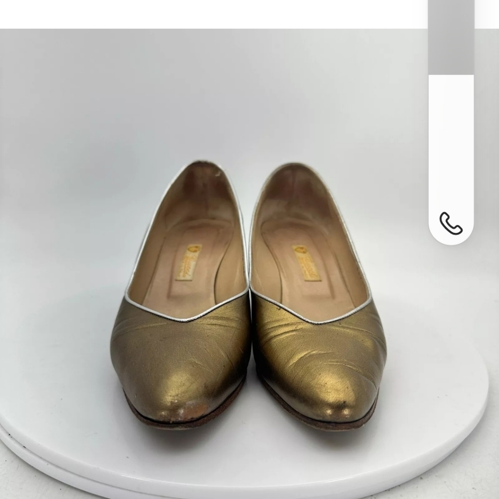 Gucci Women Size EU 35.5 AA US 5 Gold Leather Point Toe Heel Shoes - Picture 4 of 16